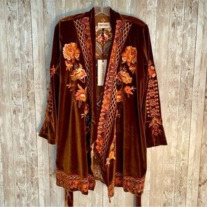 Driftwood Abby Velvet Belted Kimono Duster Jacket NWT